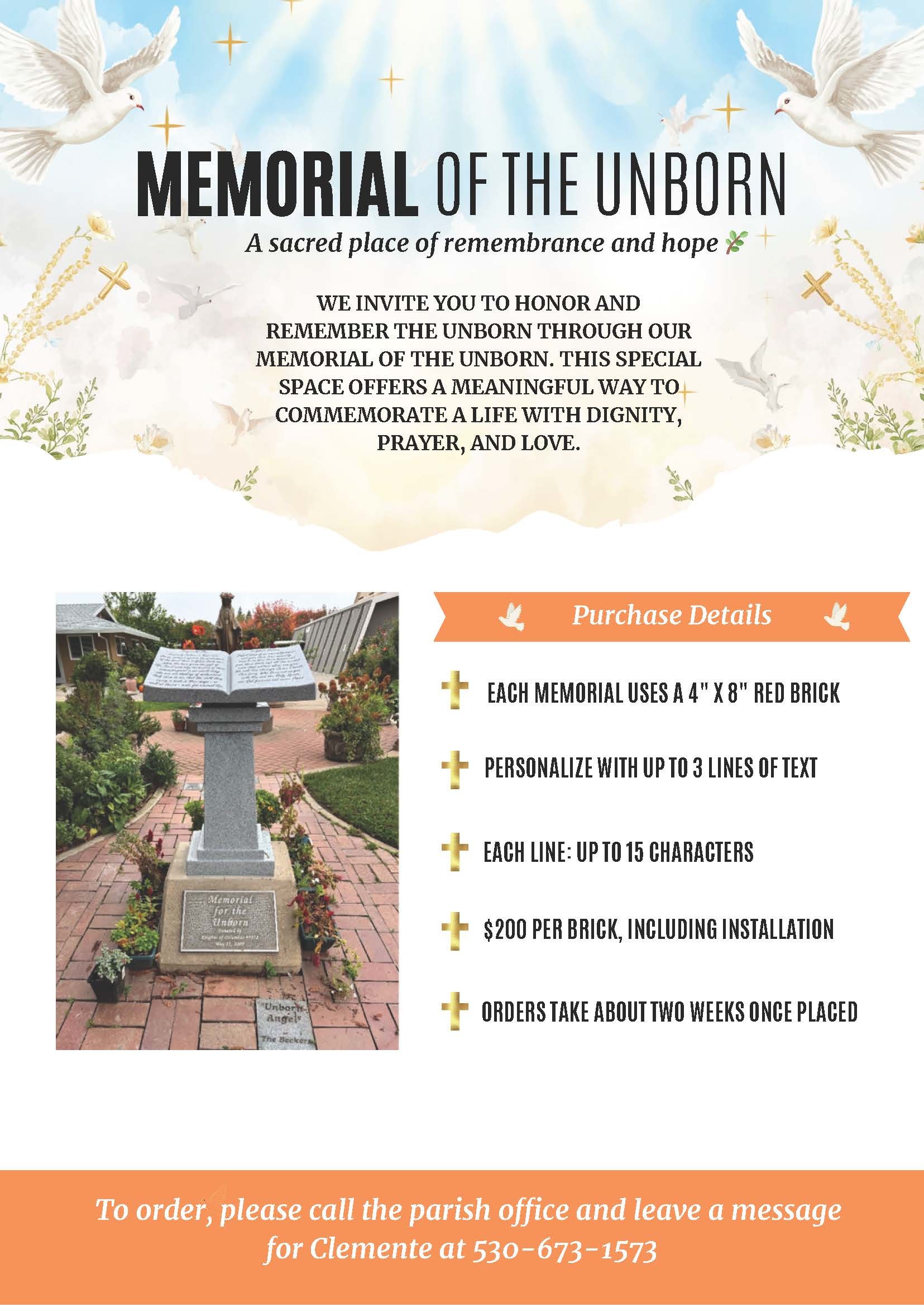 Memorial Of The Unborn Flyer   English