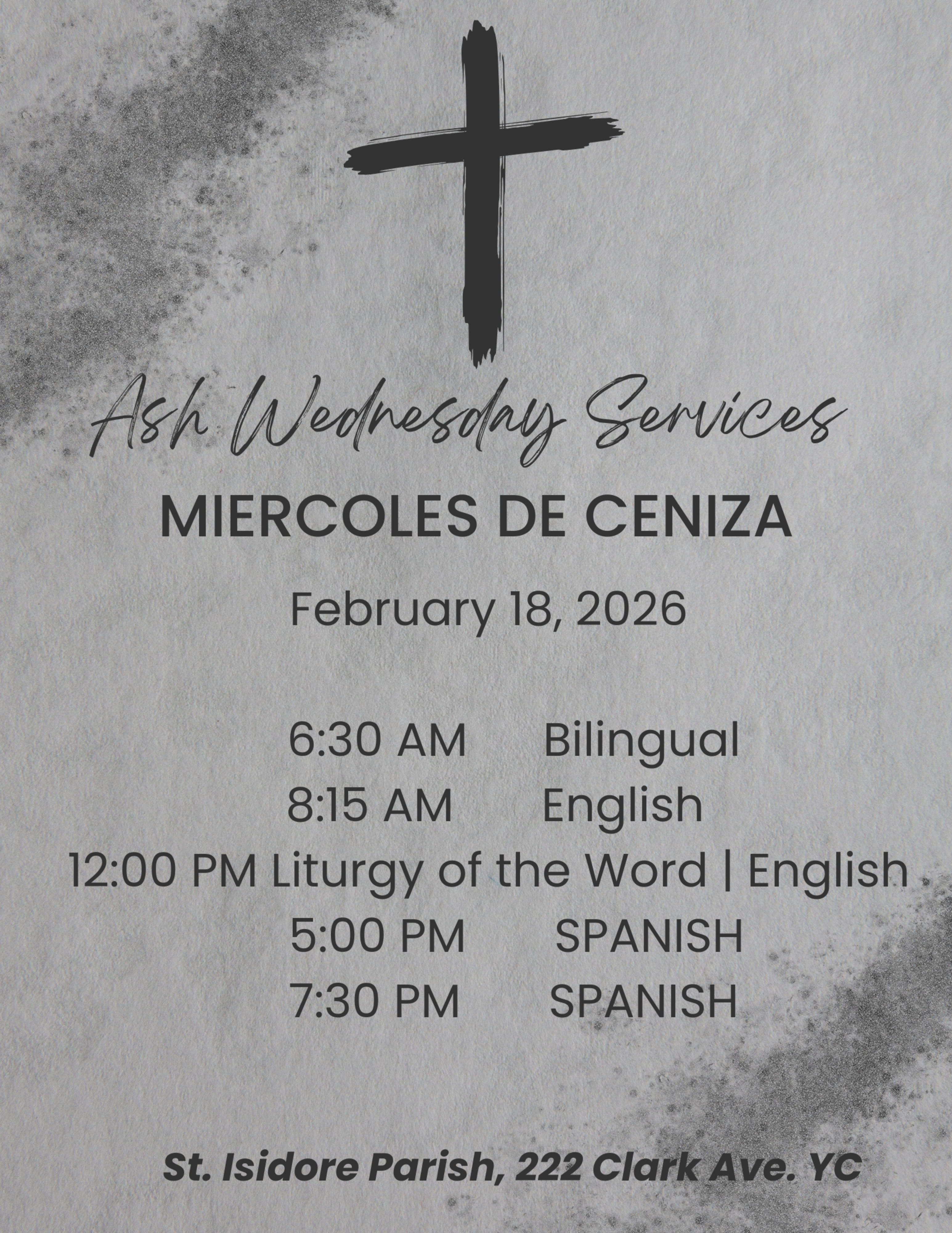 Ash Wednesday Bilingual Flyer 2026