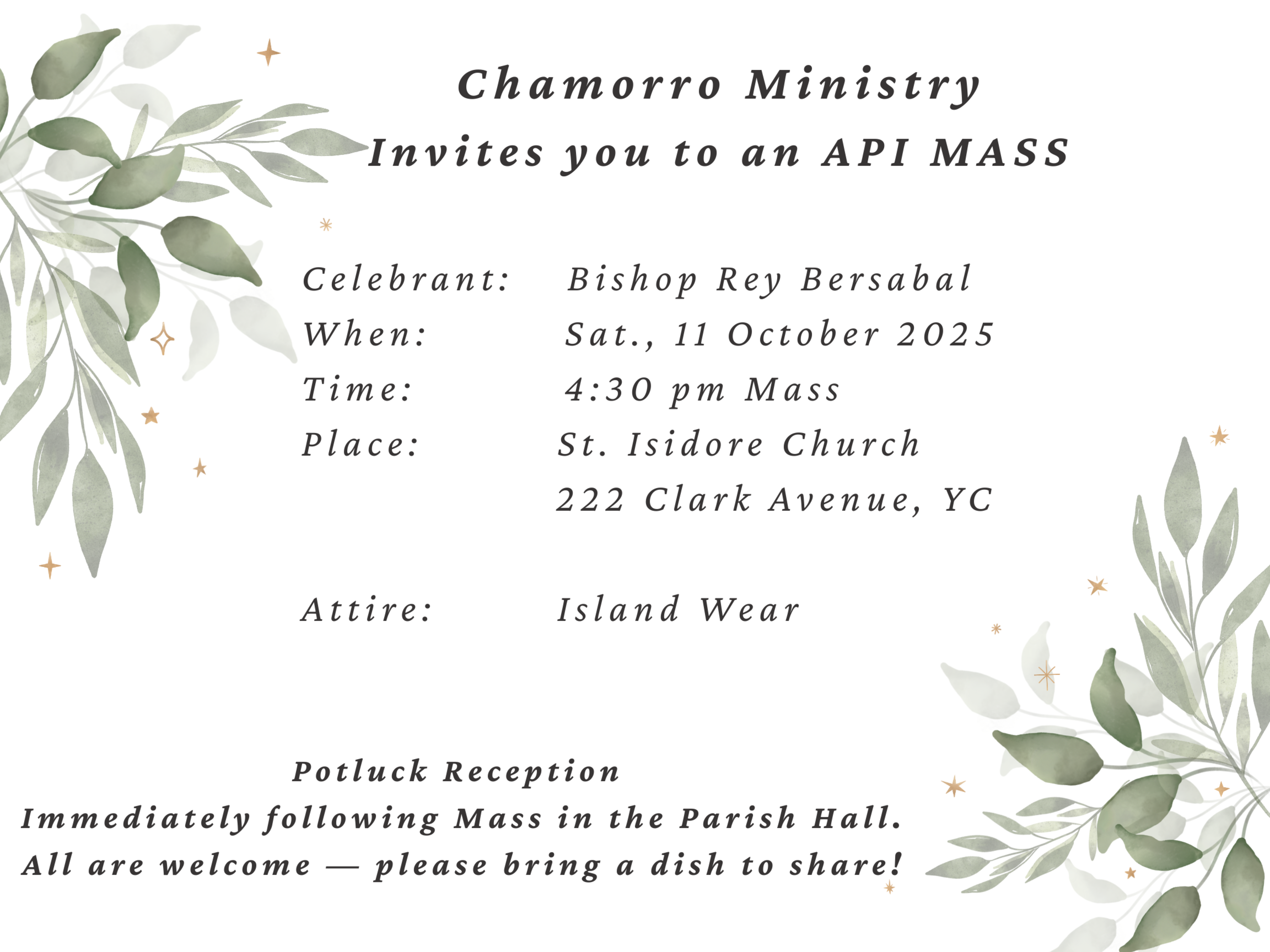 Chamorru Ministry Api Mass October 2025