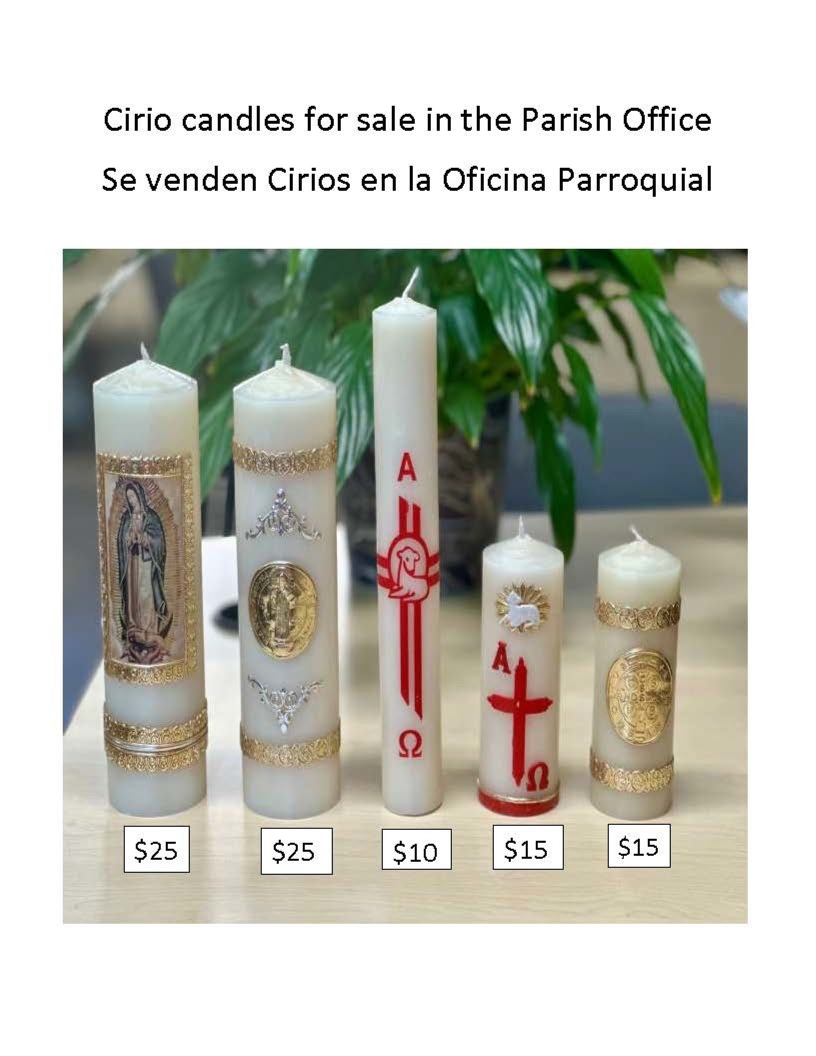 Cirio Candles For Sale In The Parish Office