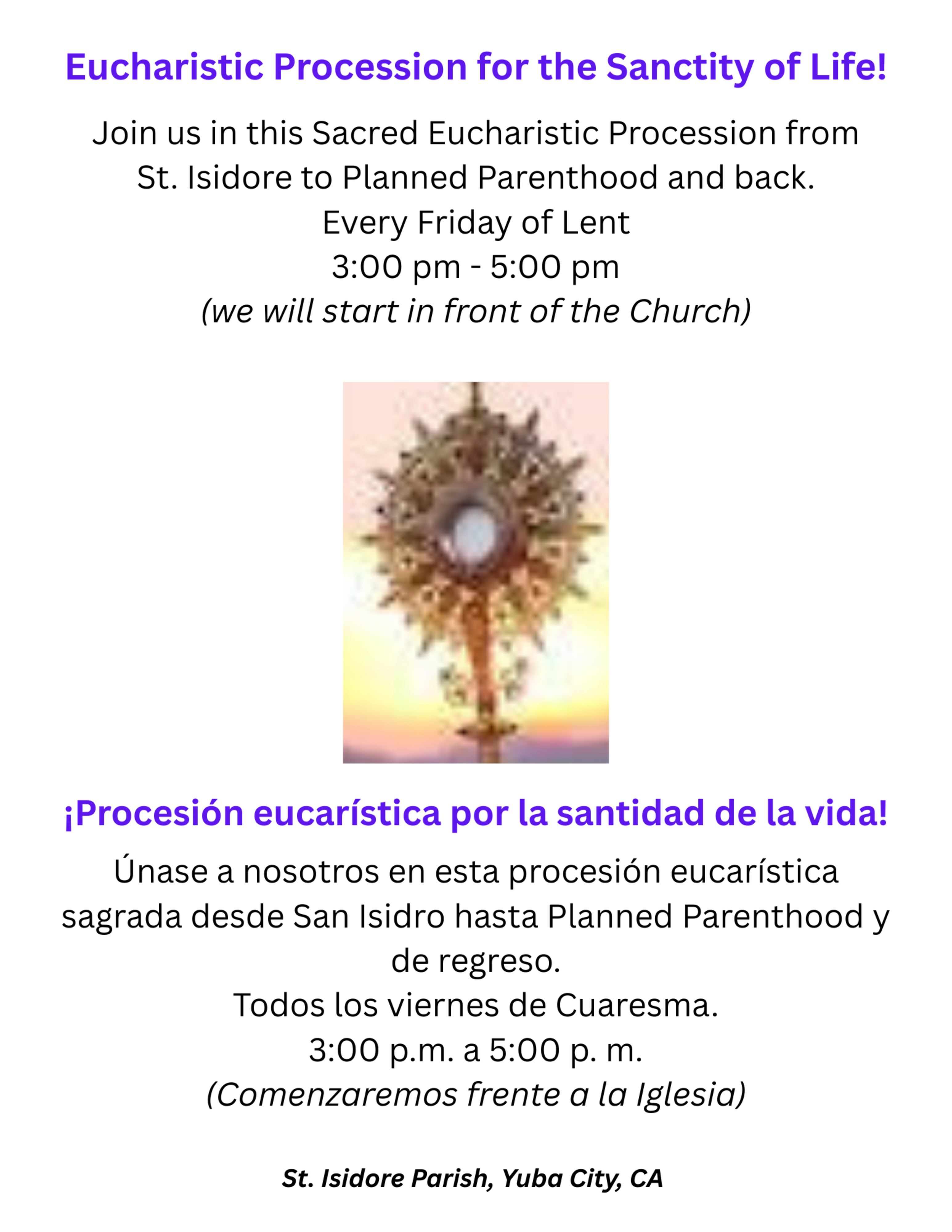 Eucharistic Procession 2026