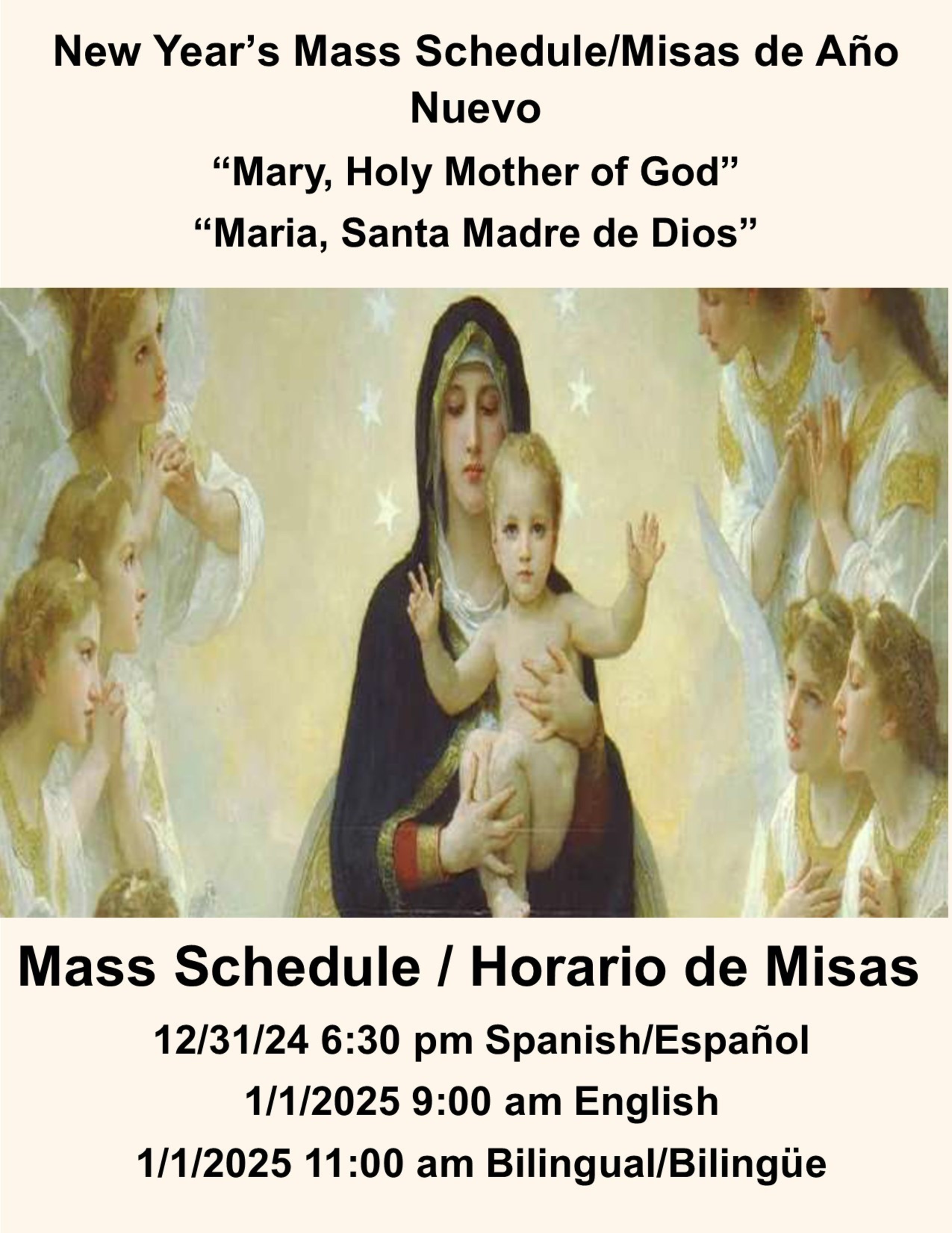 New Years Mass Schedule 2024