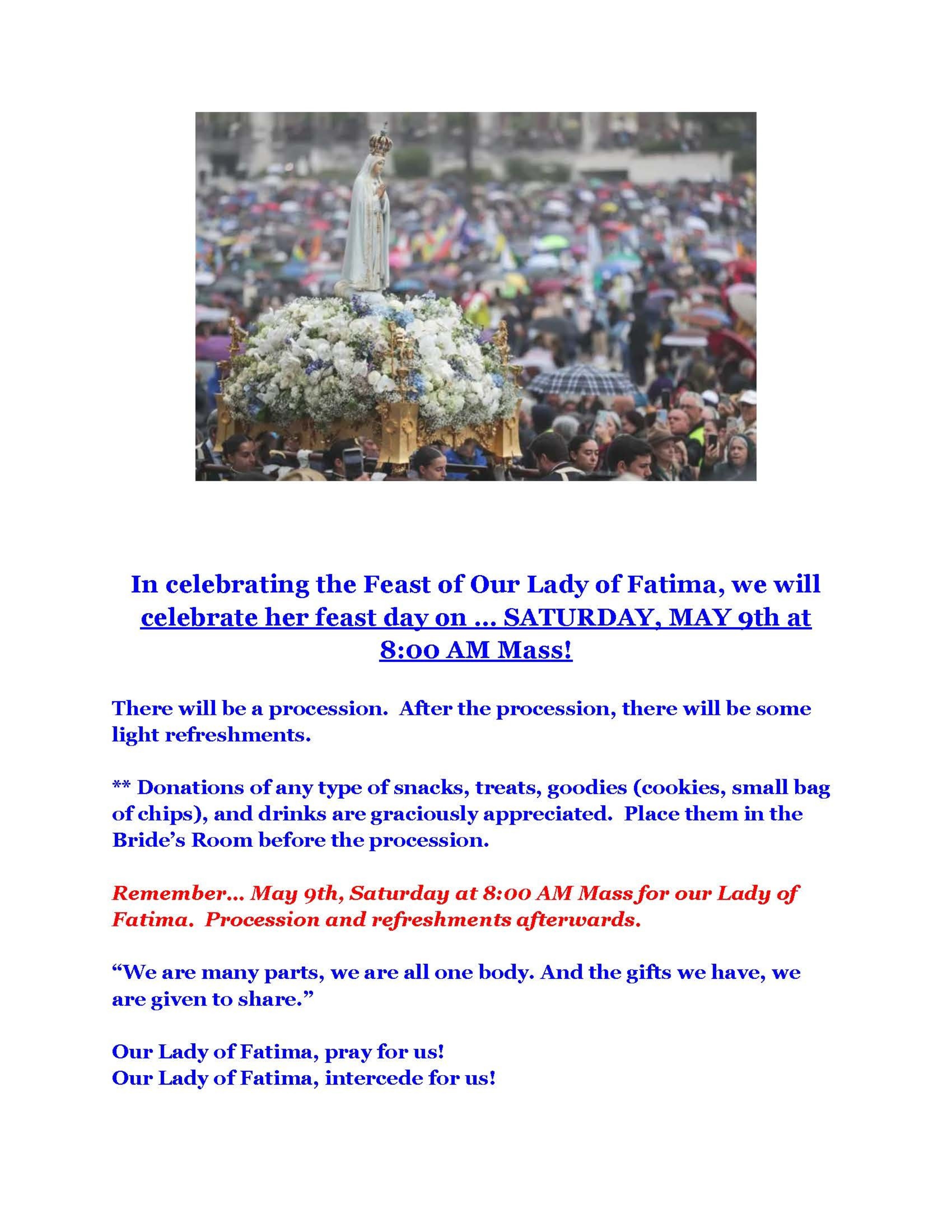 Our Lady Of Fatima 2026