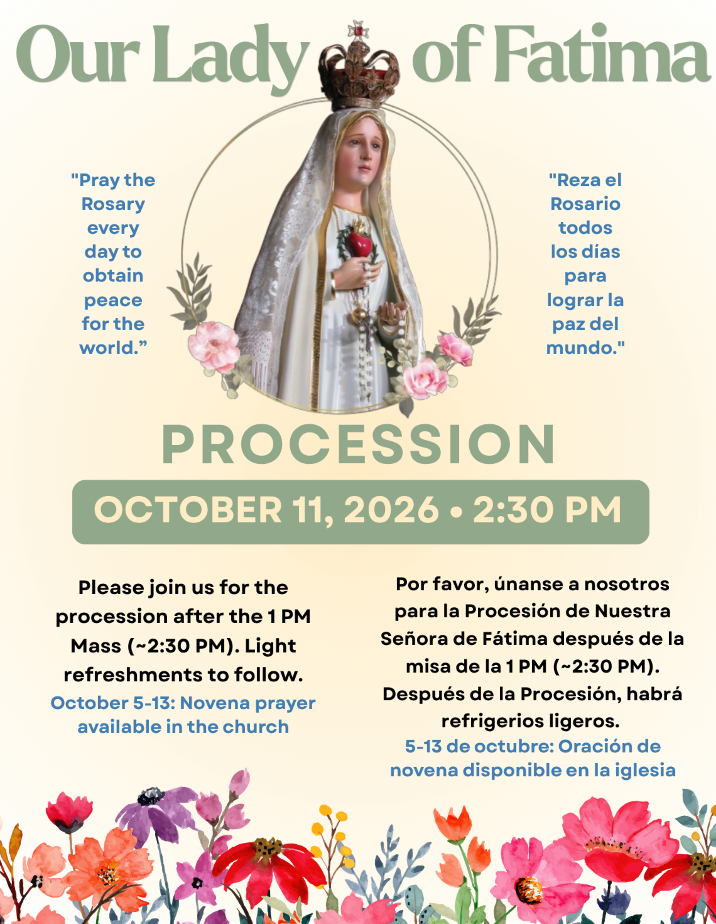 Our Lady Of Fatima Procession October 2026