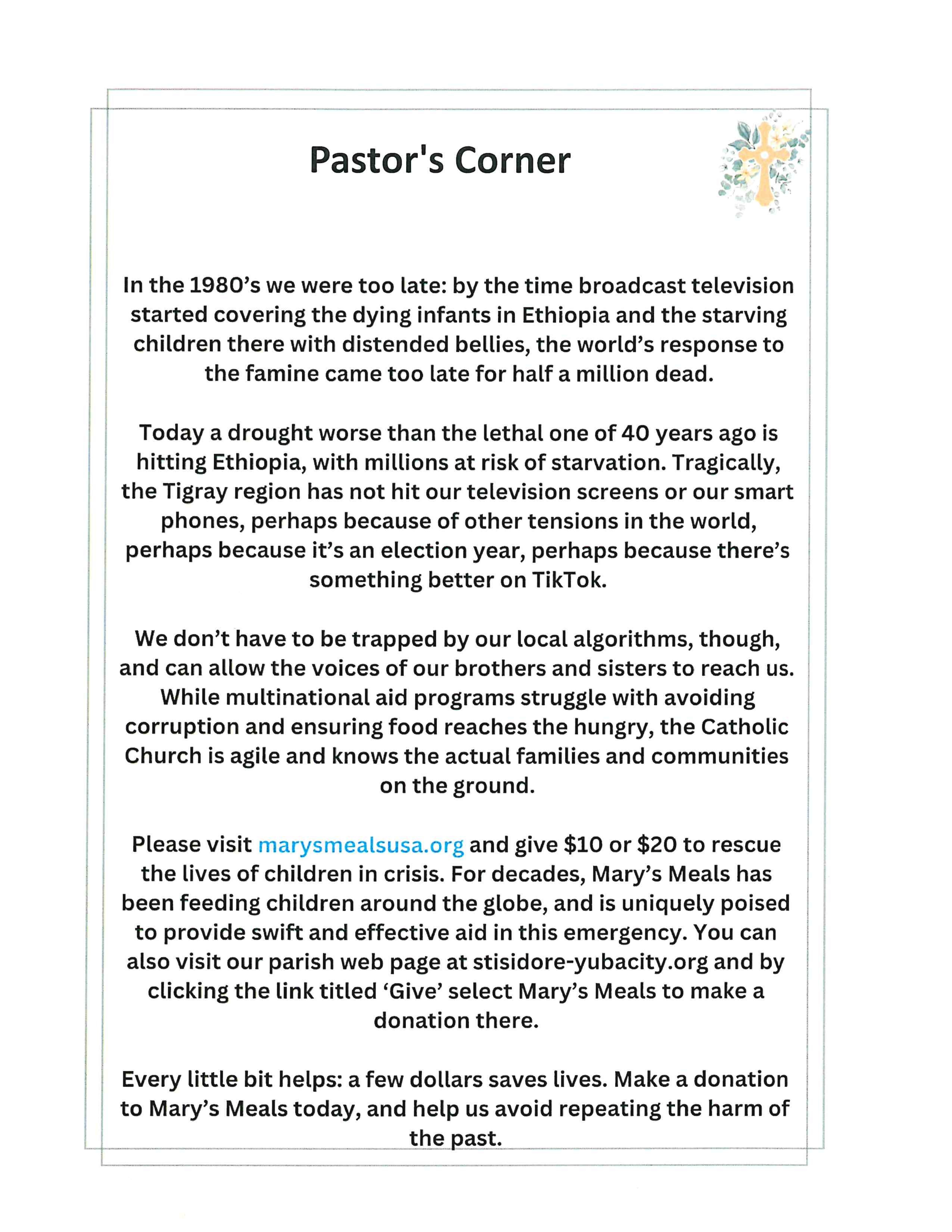 Pastors Corner   Crisis In Ethiopia  An Urgent Update