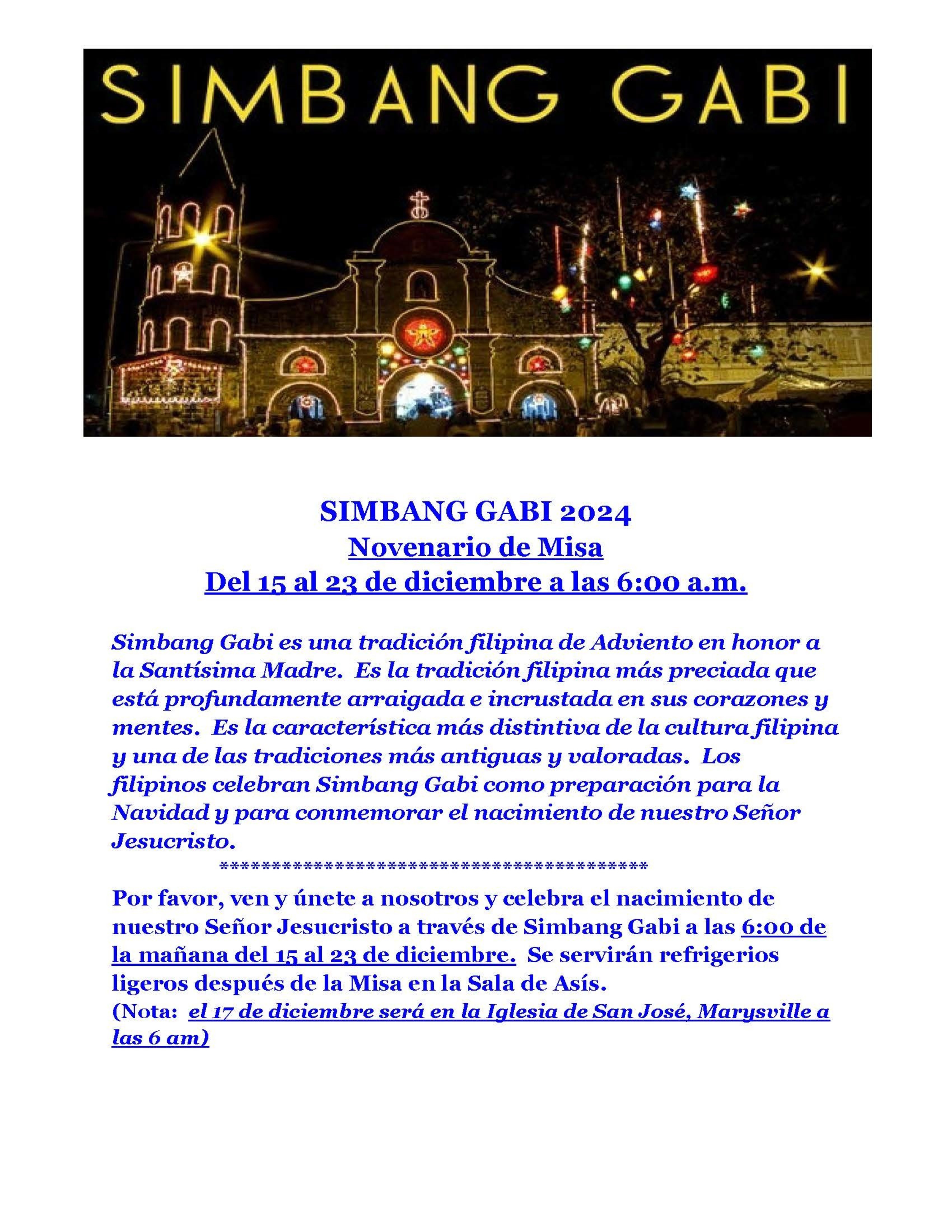 Simbang Gabi En Espanol 2024