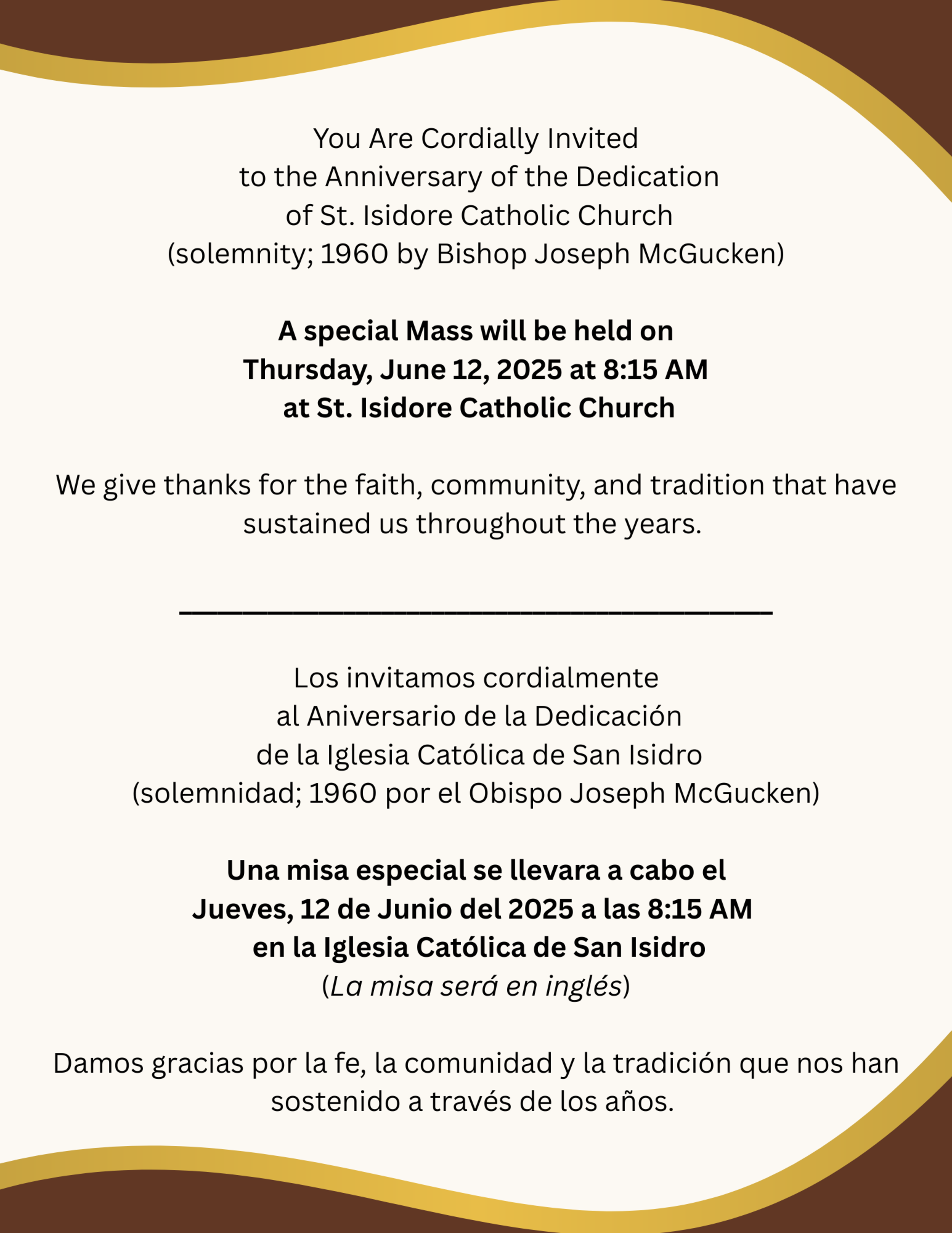St. Isidore Anniversary Mass 2025