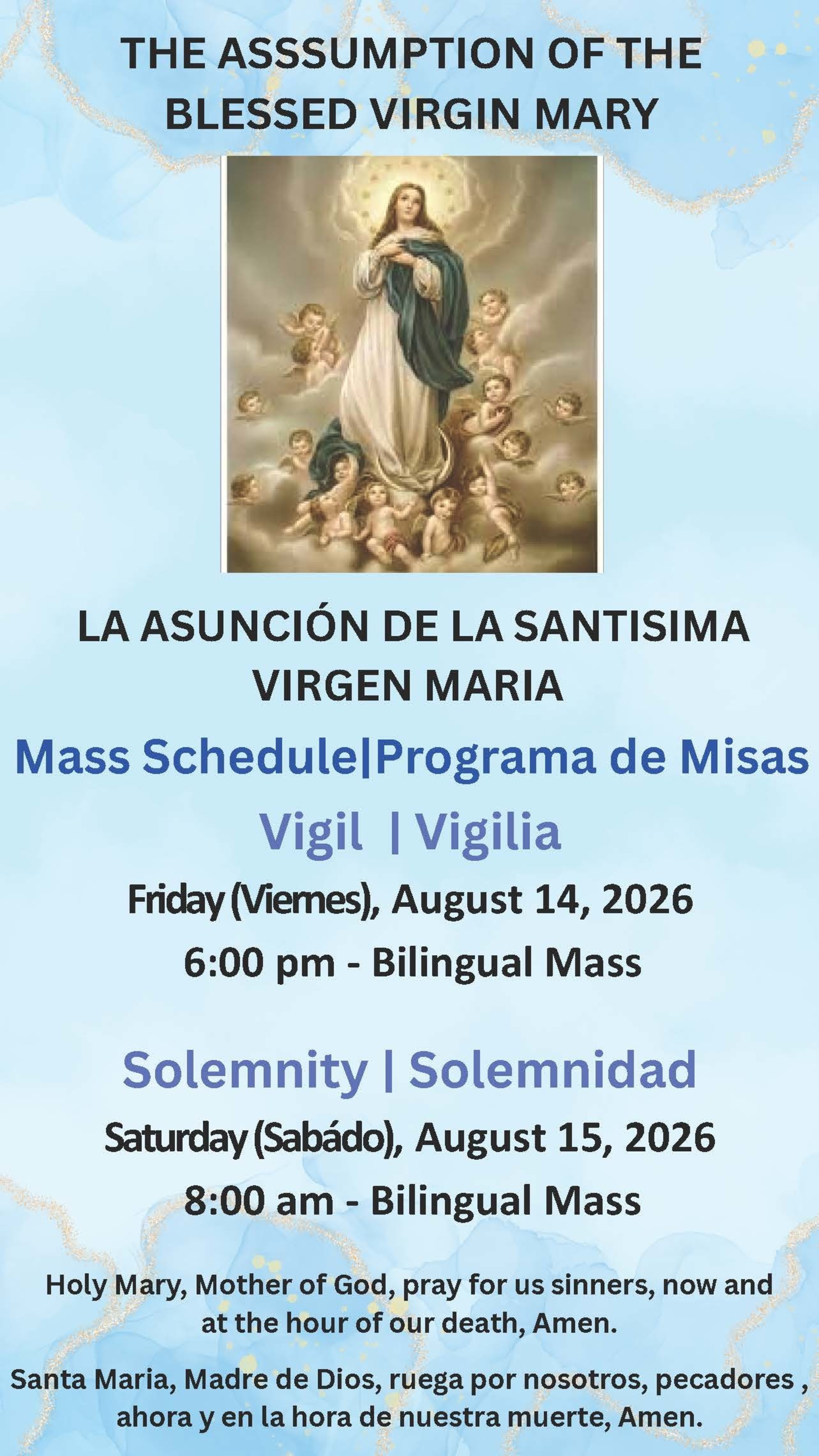 The Assumption Of The Blessed Virgin Mary 2026