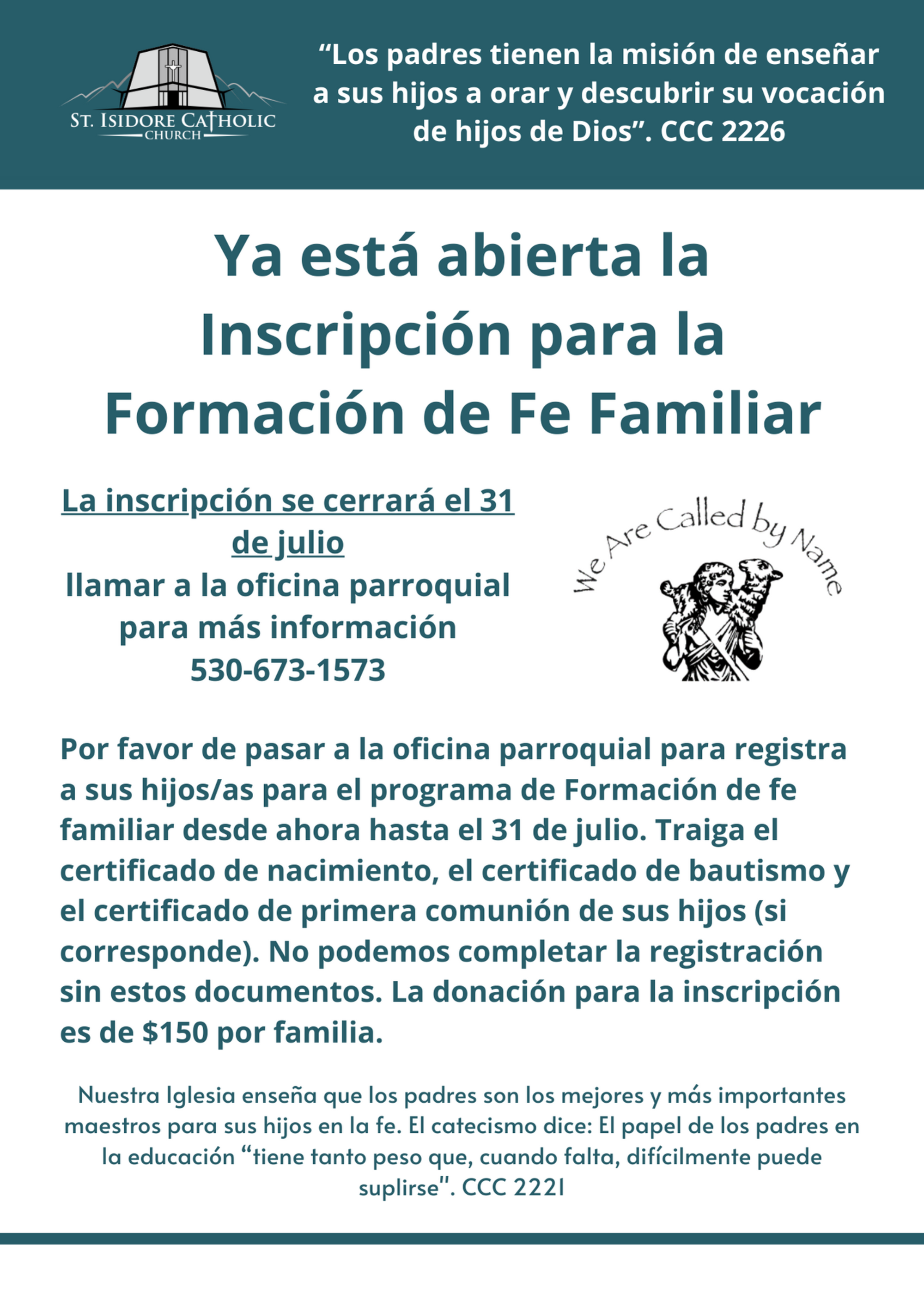 Family Faith Formation Registration Simple Flyer Spanish