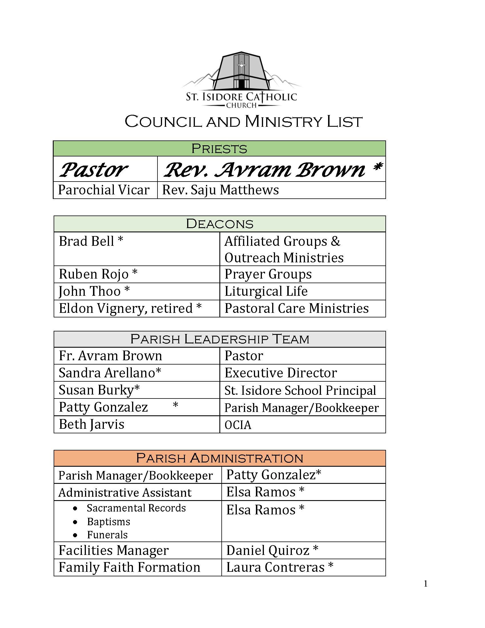 St. Isidore Organizational Structure Public 1 21 26 Pg Page 1