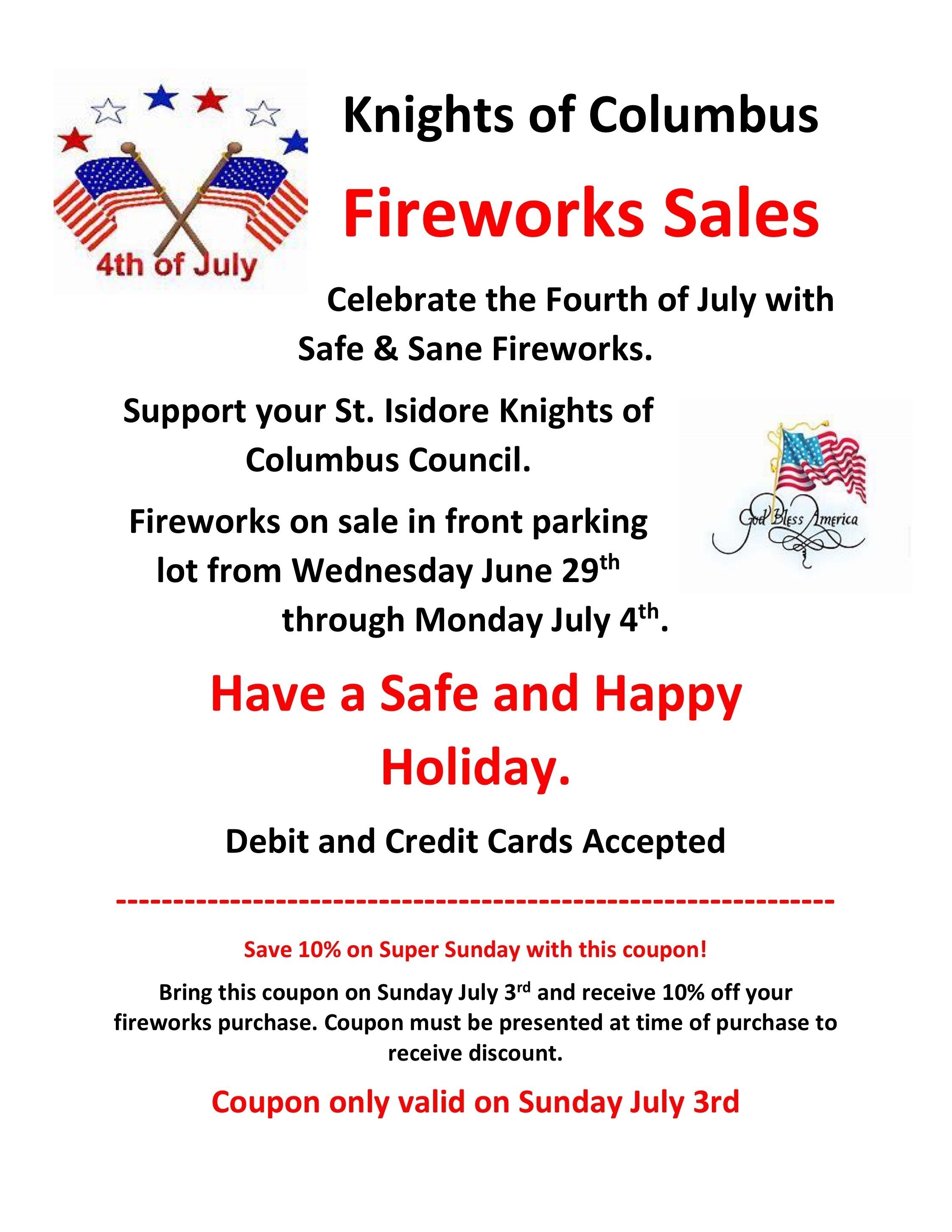 Knights Of Columbus Fireworks 2022