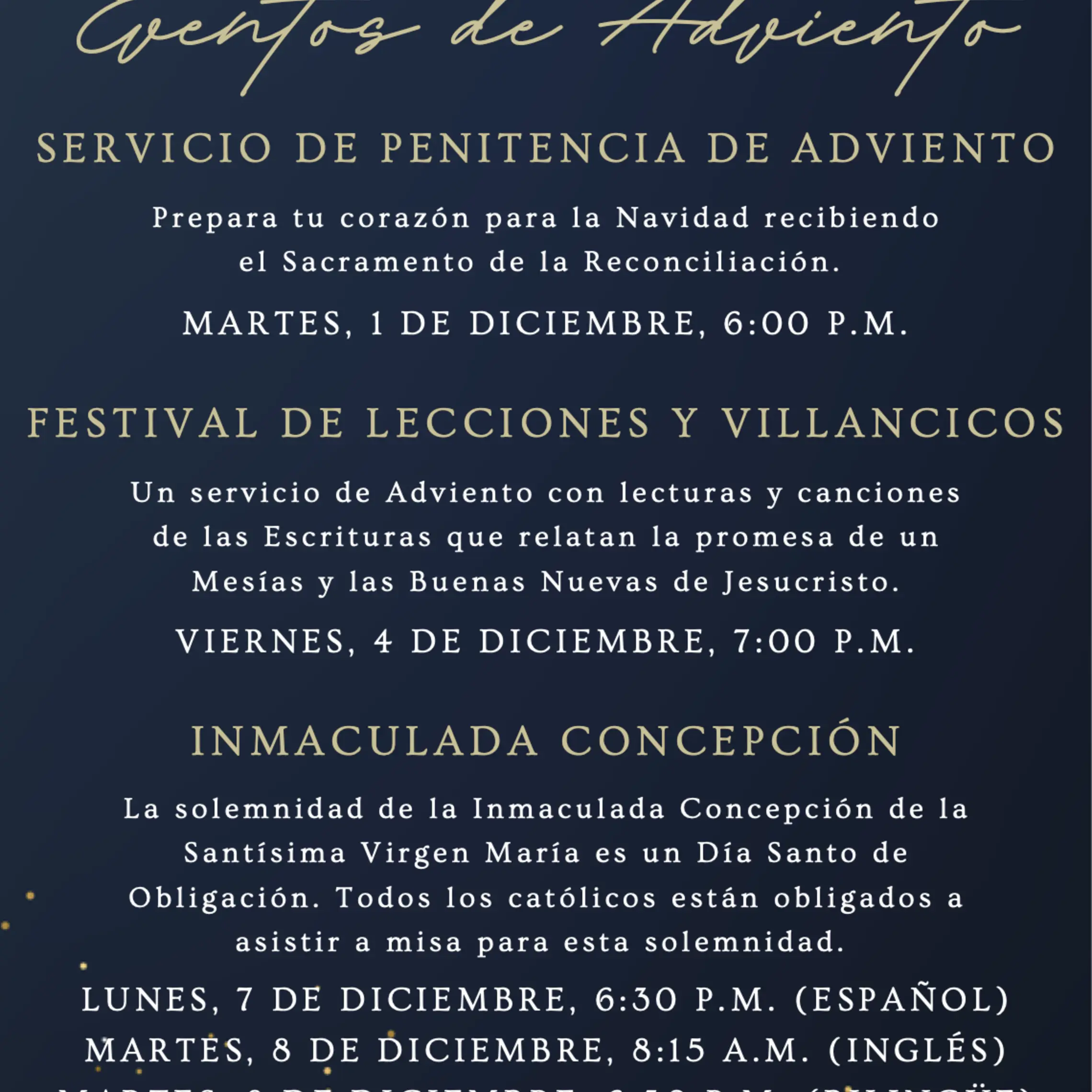 Advent Events Spanish 2026