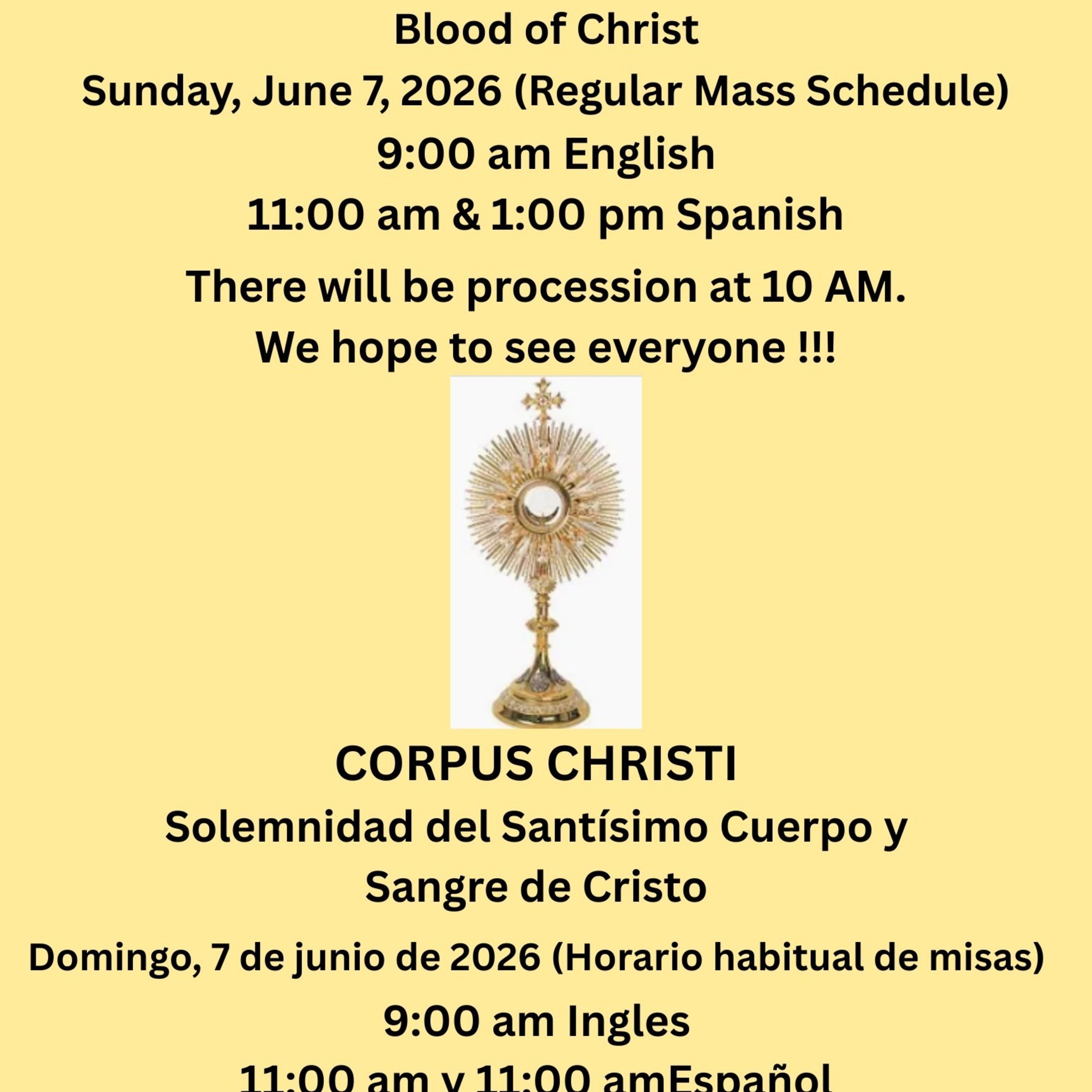Corpus Christi Eucharistic Procession   Bilingual   June 2026