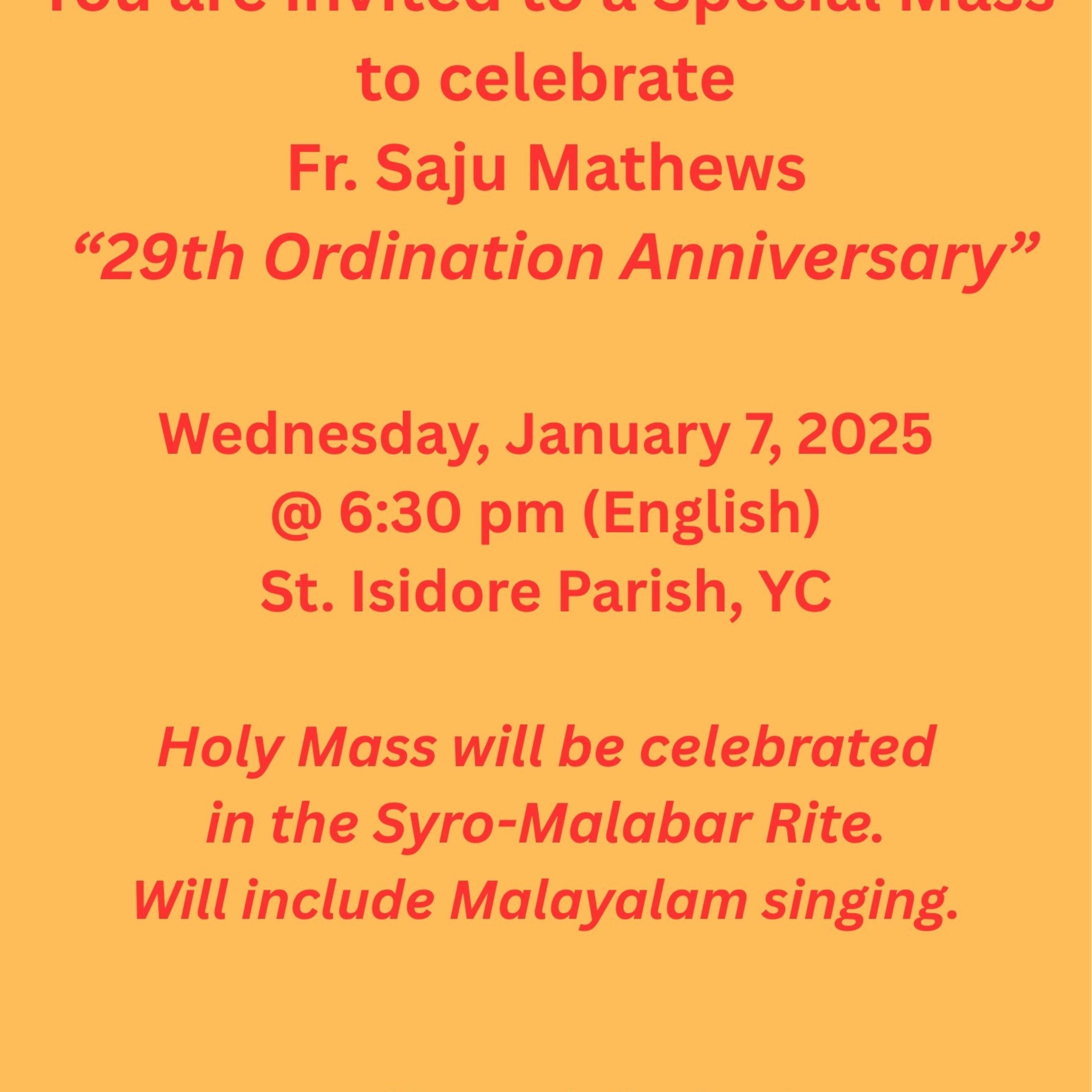 Fr. Saju 29th Ordination Anniversary