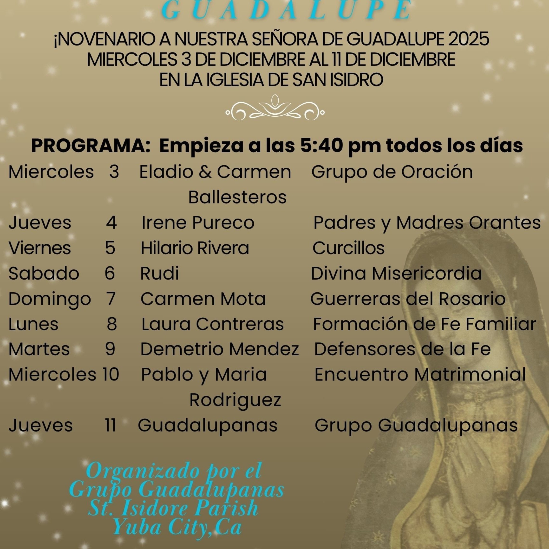 Guadalupanas Novenario December 2025