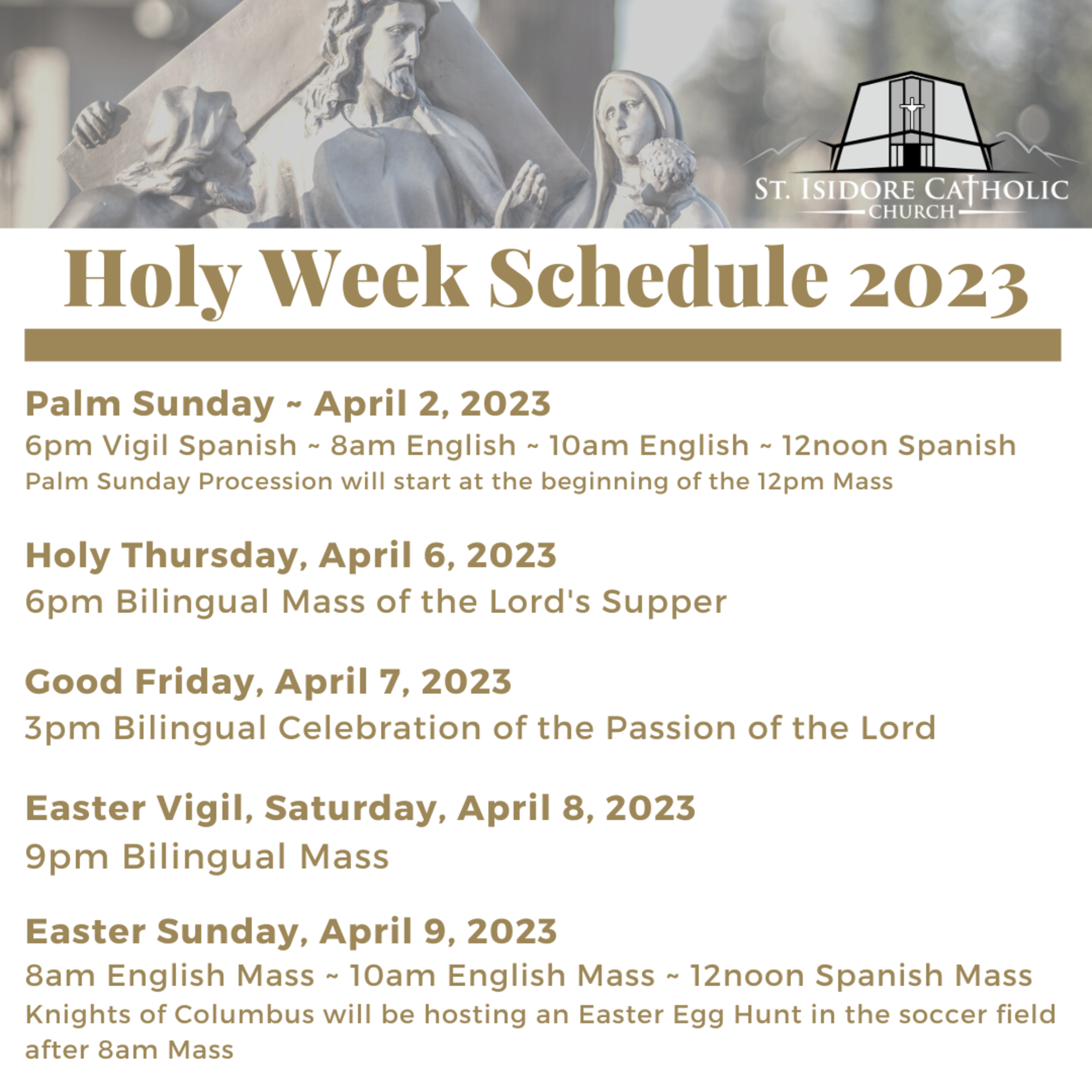 Holy Week 2023 Schedule
