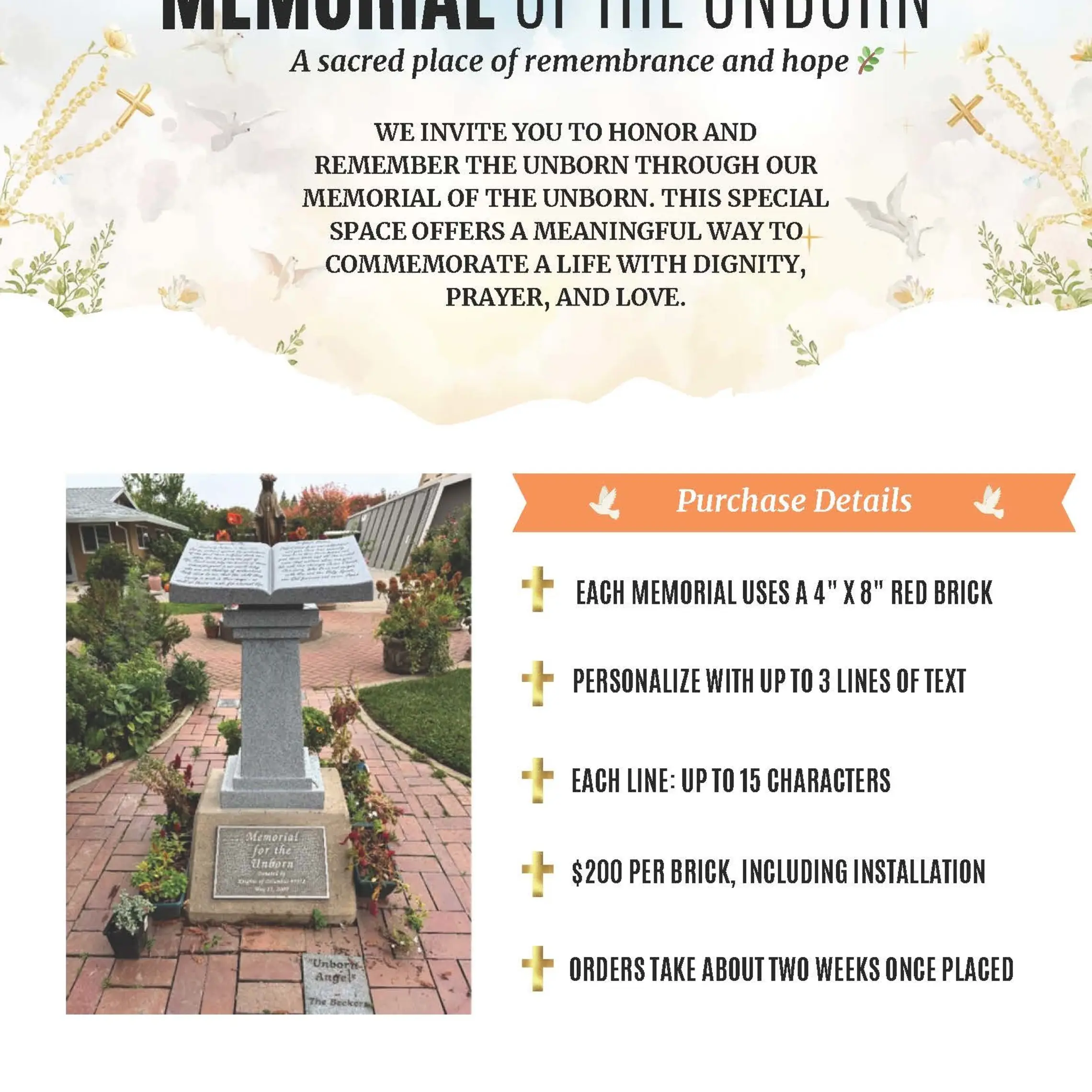 Memorial Of The Unborn Flyer   English