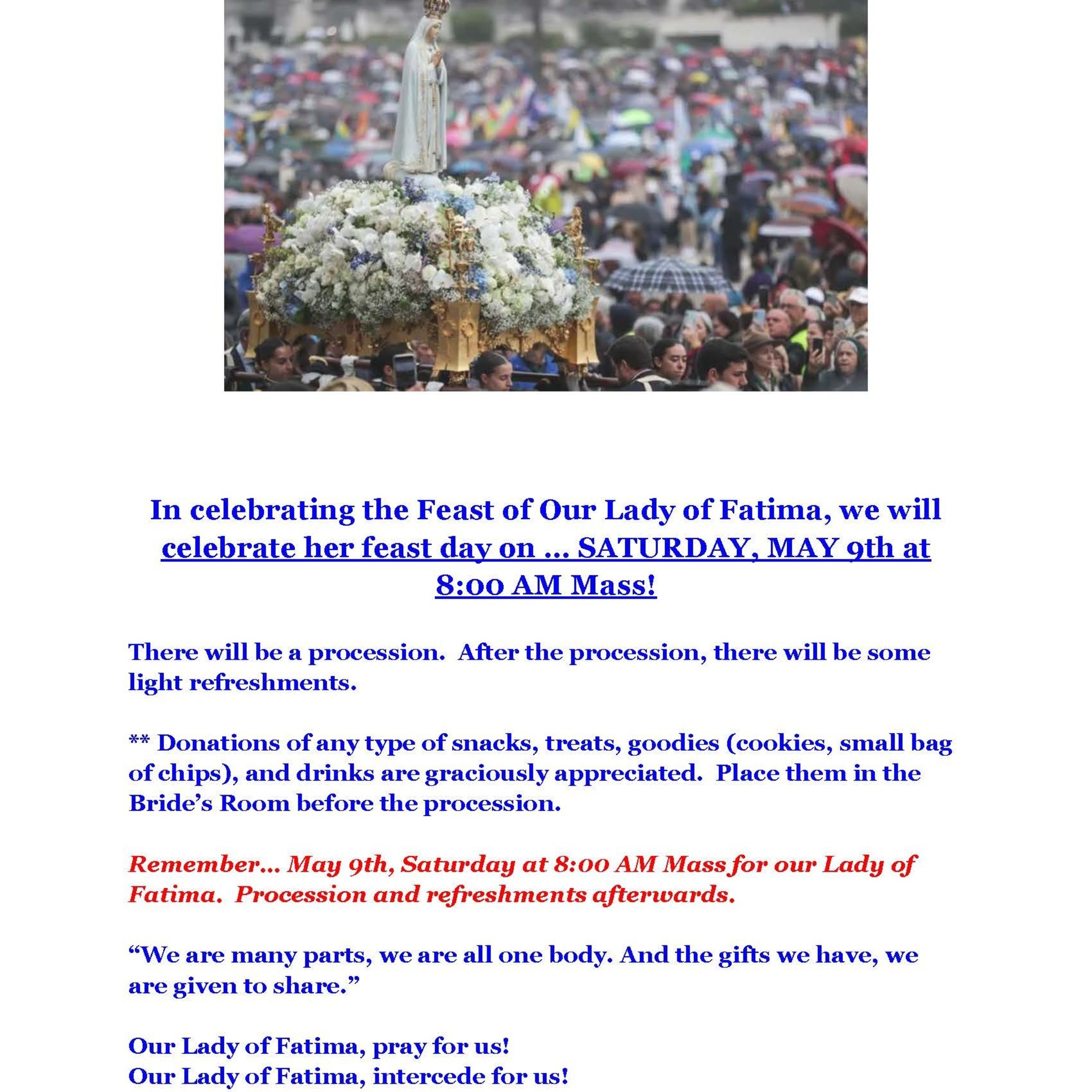 Our Lady Of Fatima 2026