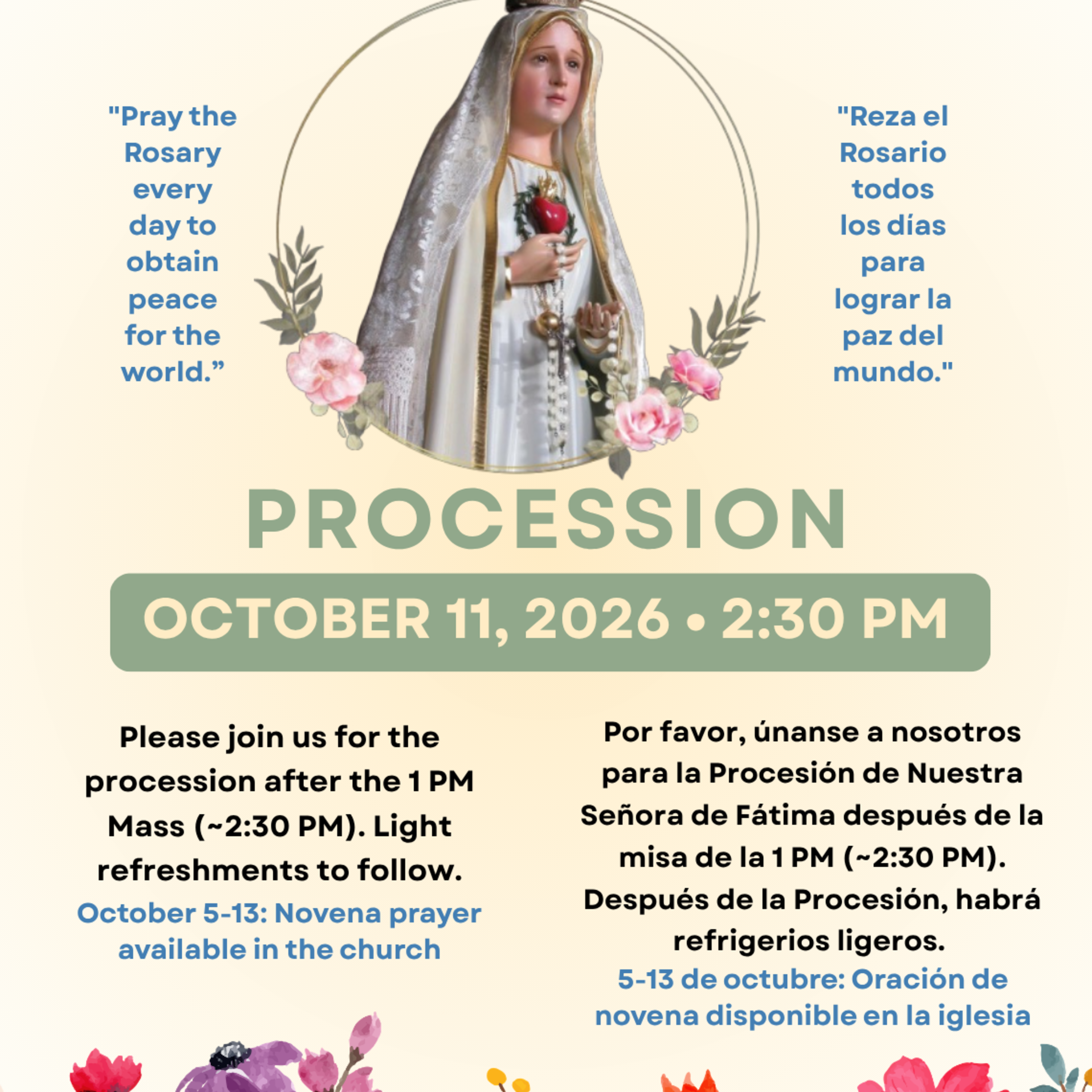 Our Lady Of Fatima Procession October 2026