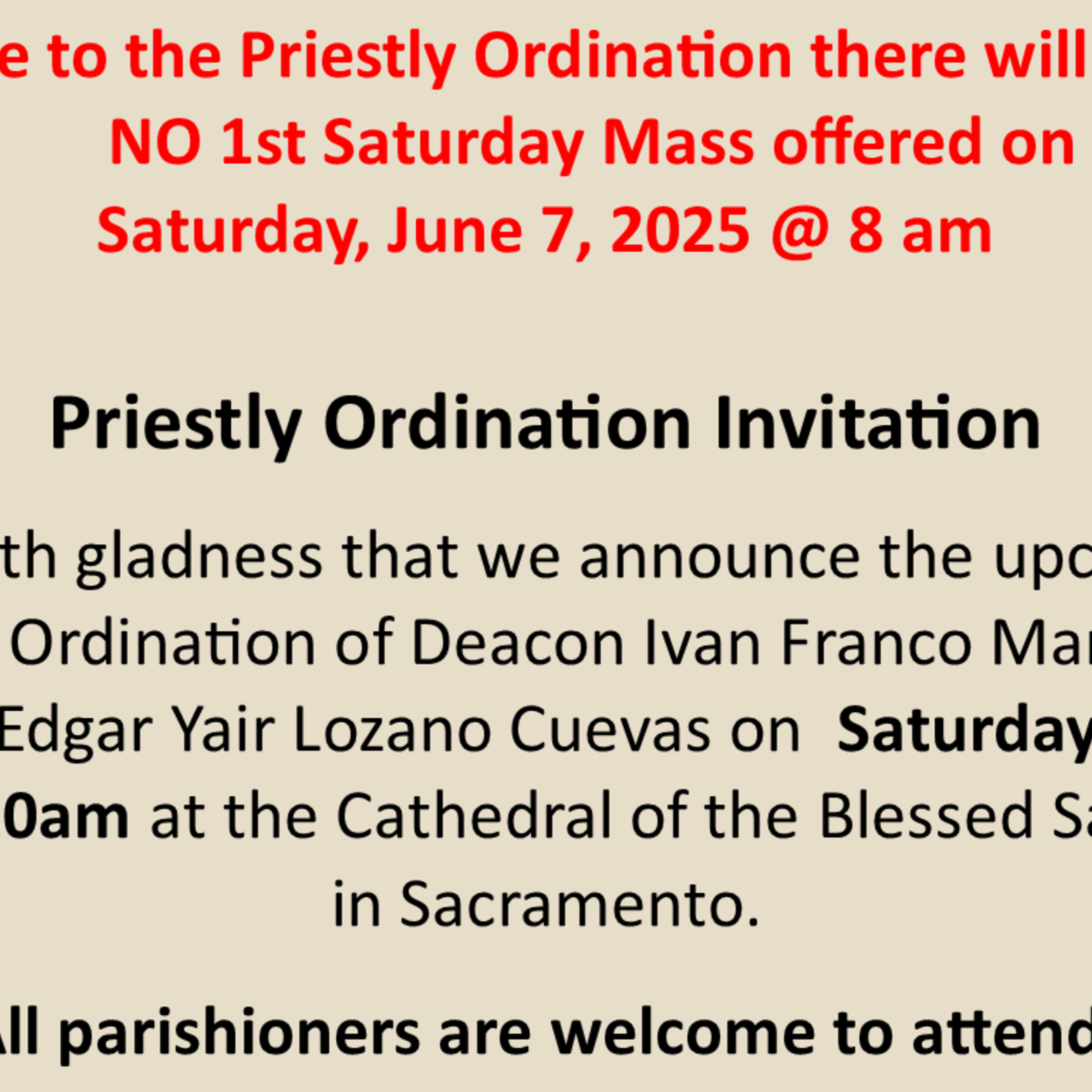 Priestly Ordination Invitation 2025 English