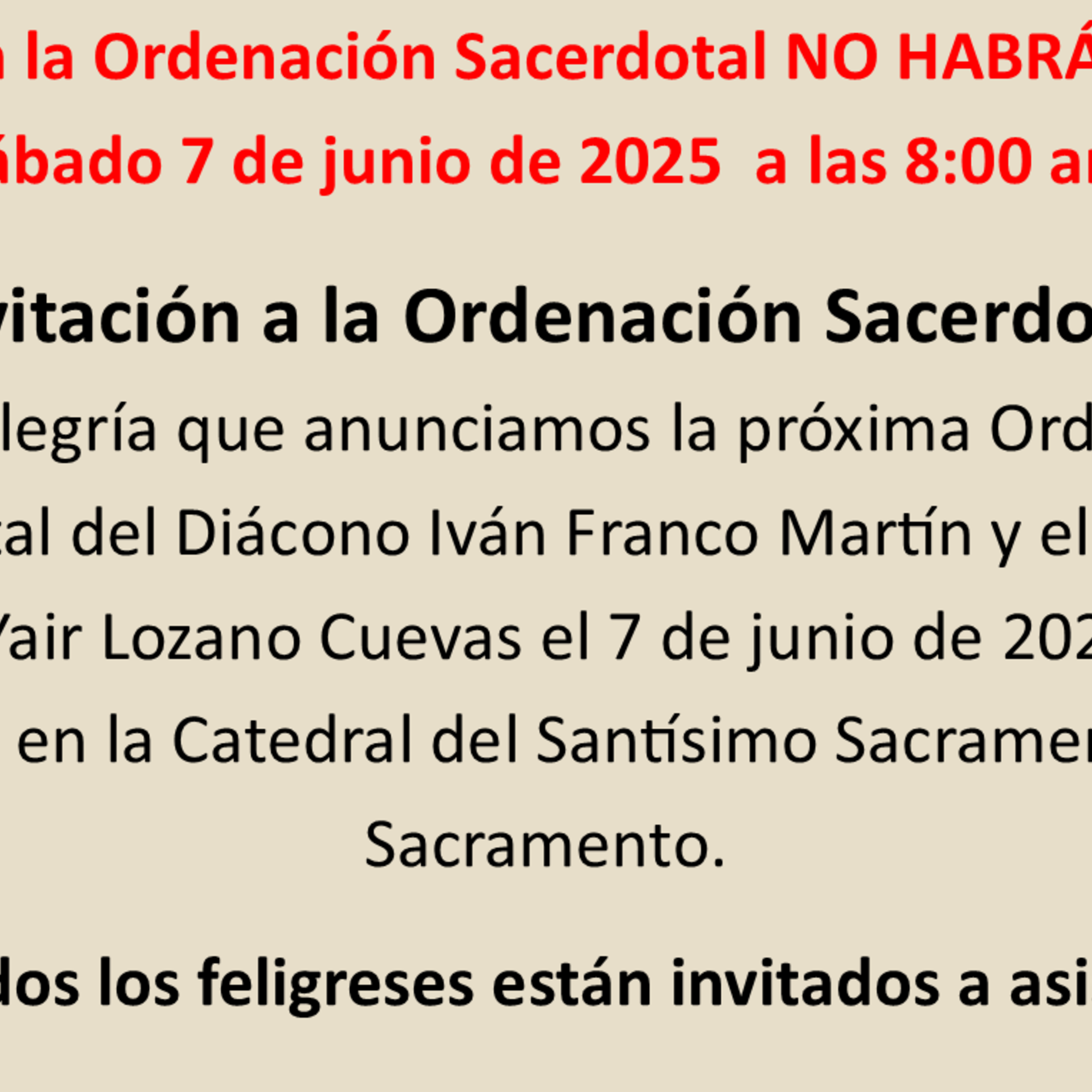 Priestly Ordination Invitation 2025 Spanish