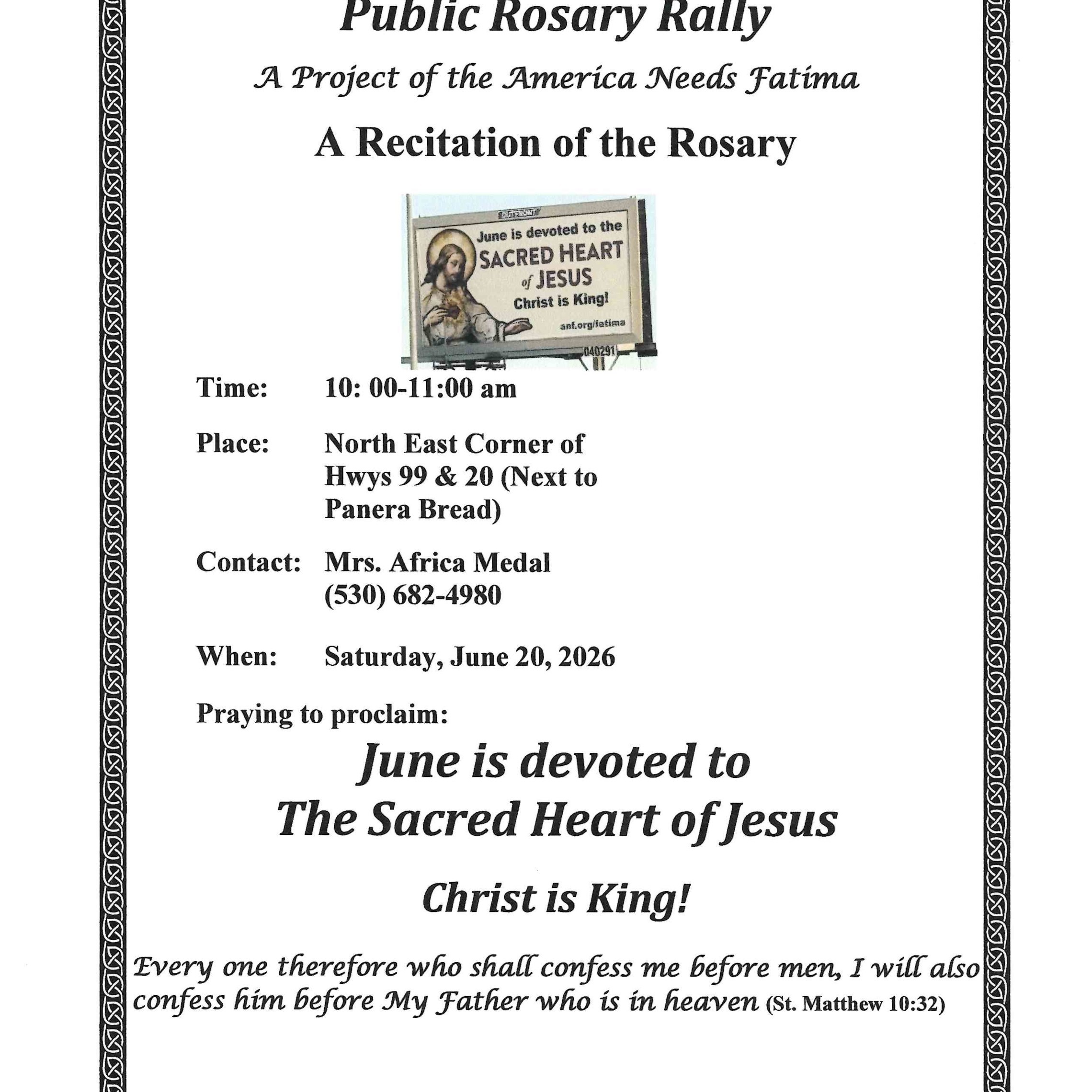 Public Rosary Rally June 2026