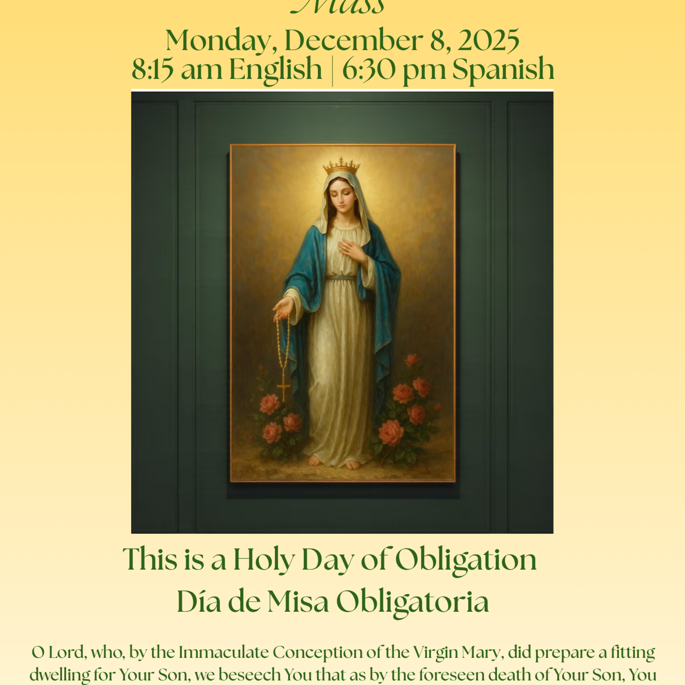 Solemnity Of The Immaculate Conception 2025